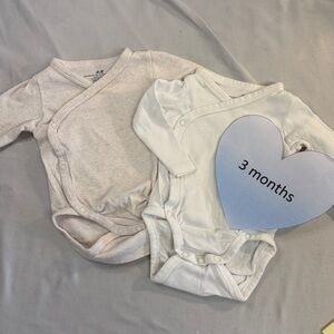 H&M - set of 2 Organic Cotton Bodysuits/Onesie Tops - Kimono Style